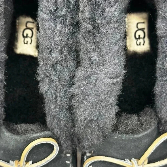 UGG Womens Sheepskin & Wool Lined Black Slippers Size 6 - Picture 8 of 16